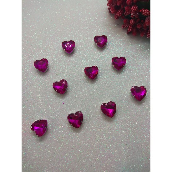 Стразы в цапах "Сердце" 12 мм цв. малиновый, цена за 1 шт